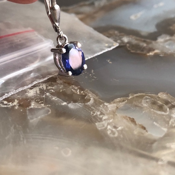 NWT iolite solitaire dangle sterling silver gemstone earrings - Picture 6 of 8